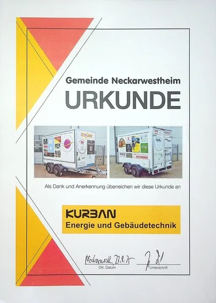 Urkunde: Urkunde der Gemeinde Neckarwestheim
